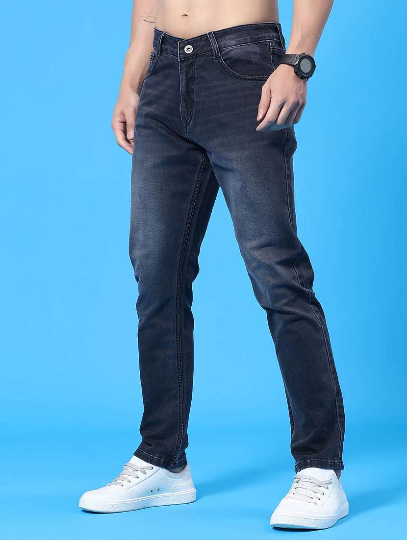 men washed mid rise full length tapered jeans - 22328915 -  Standard Image - 3