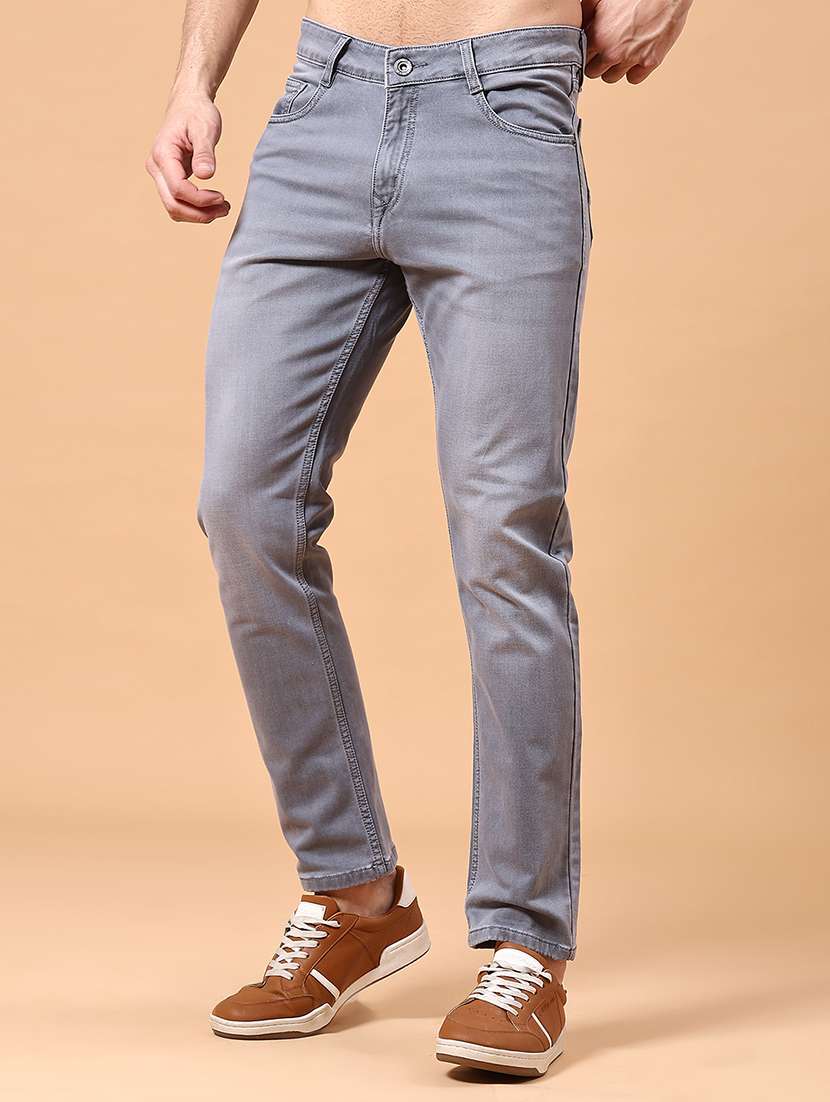 men washed mid rise full length slim fit jeans