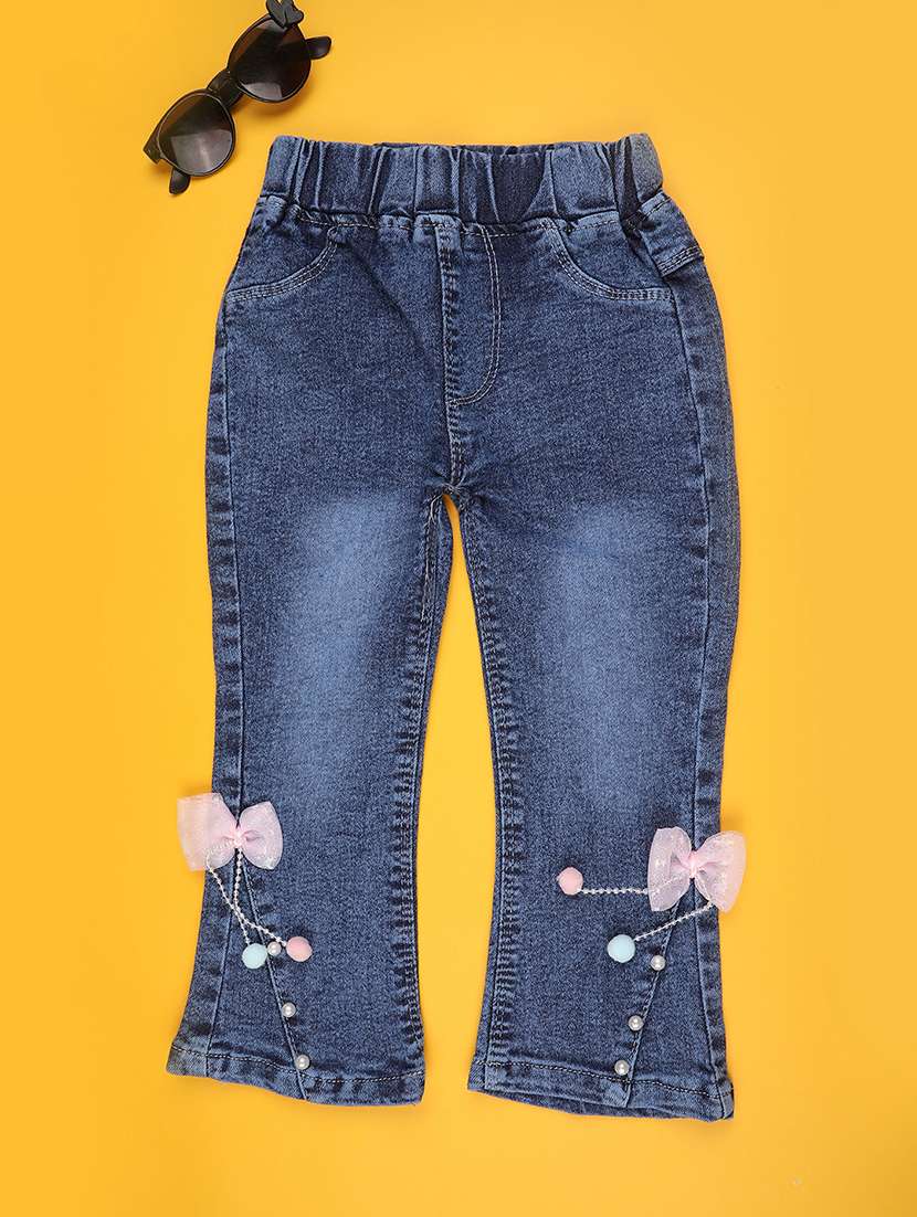 girls solid mid rise bootcut jean