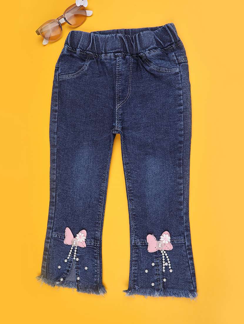 girls solid mid rise bootcut jeans