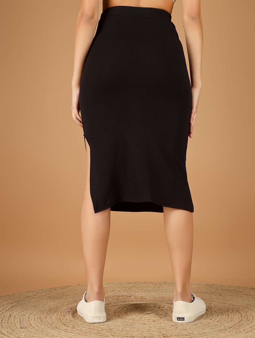 women solid high rise bodycon skirt - 22329196 -  Standard Image - 3