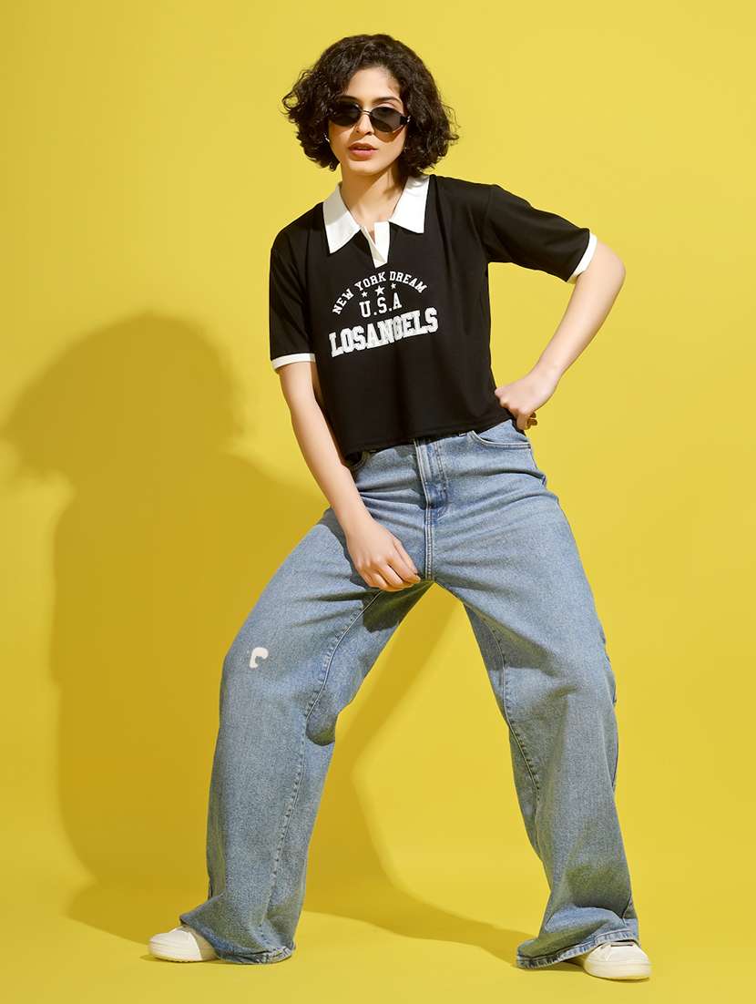 women printed short sleeve polo t-shirt - 22329199 -  Standard Image - 5