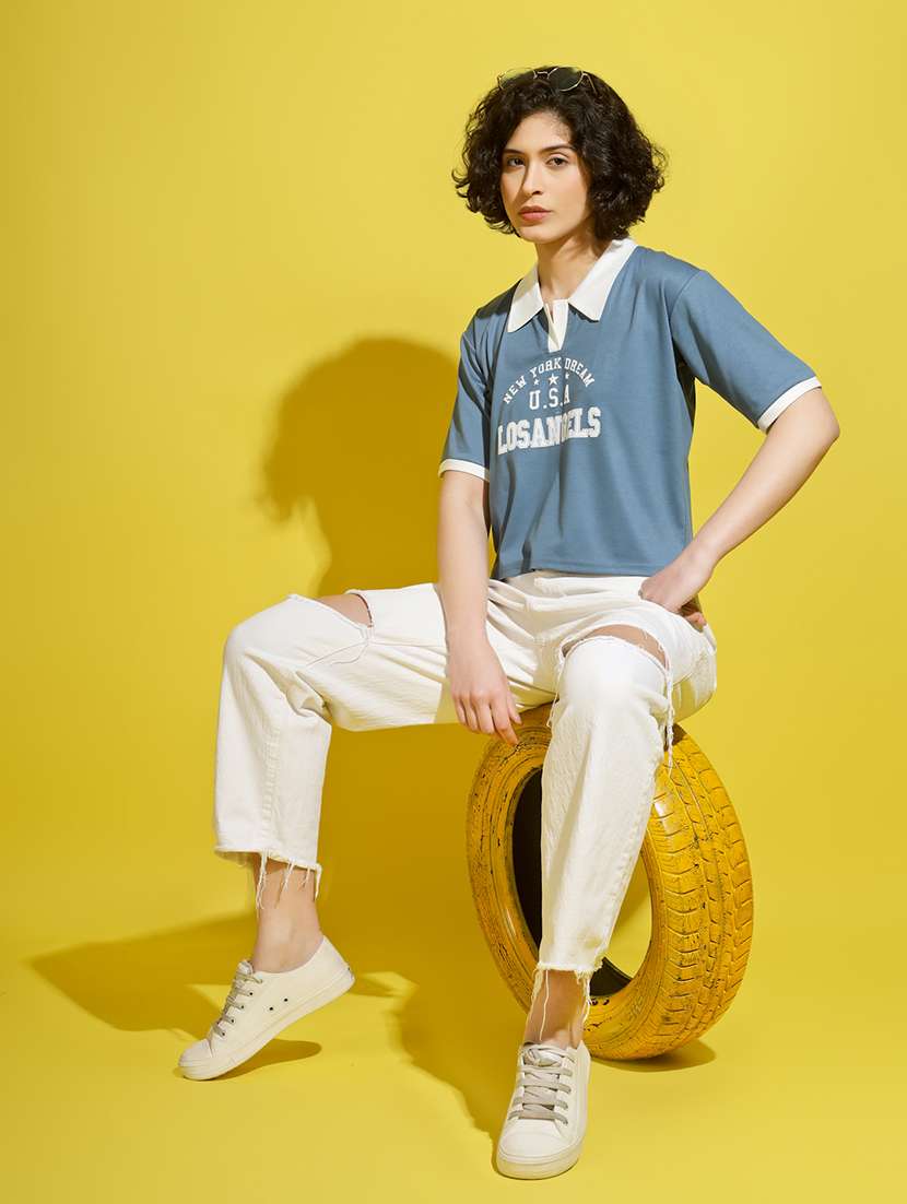 women printed short sleeve polo t-shirt - 22329200 -  Standard Image - 5