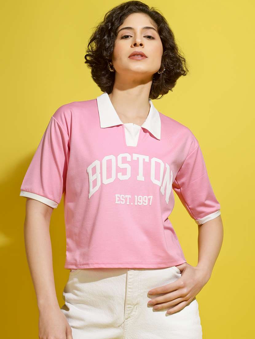 women printed short sleeve polo t-shirt - 22329204 -  Standard Image - 3