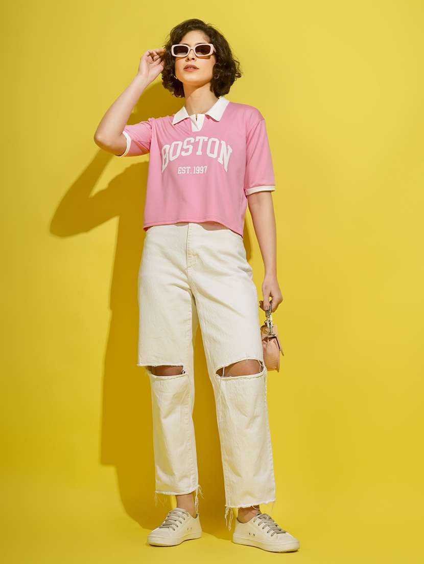 women printed short sleeve polo t-shirt - 22329204 -  Standard Image - 5