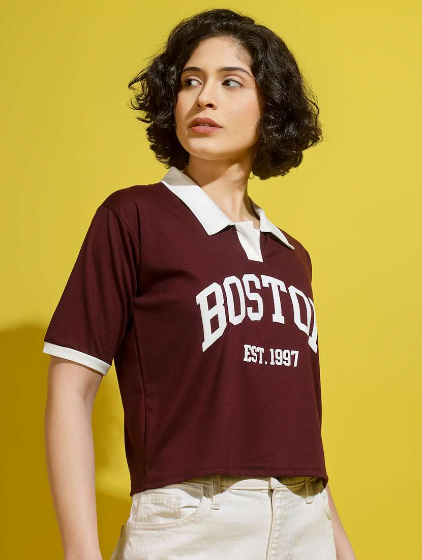 women printed short sleeve polo t-shirt - 22329205 -  Standard Image - 3