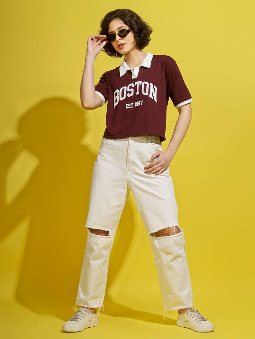 women printed short sleeve polo t-shirt - 22329205 -  Standard Image - 5