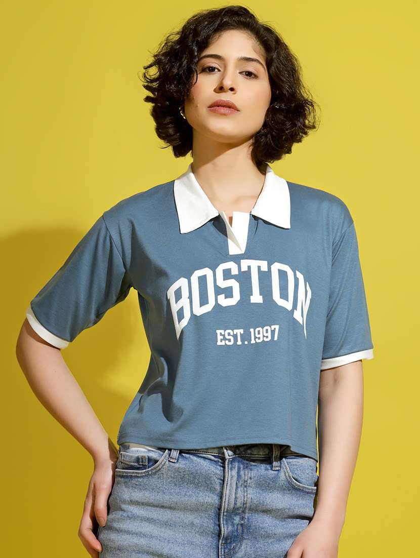 women printed short sleeve polo t-shirt - 22329206 -  Standard Image - 3