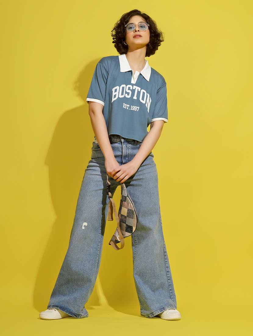 women printed short sleeve polo t-shirt - 22329206 -  Standard Image - 5