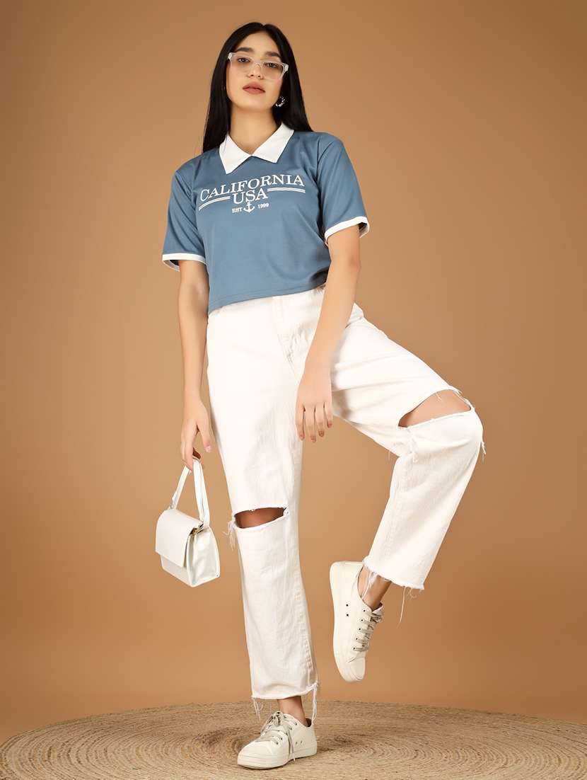 women printed short sleeve polo t-shirt - 22329207 -  Standard Image - 5