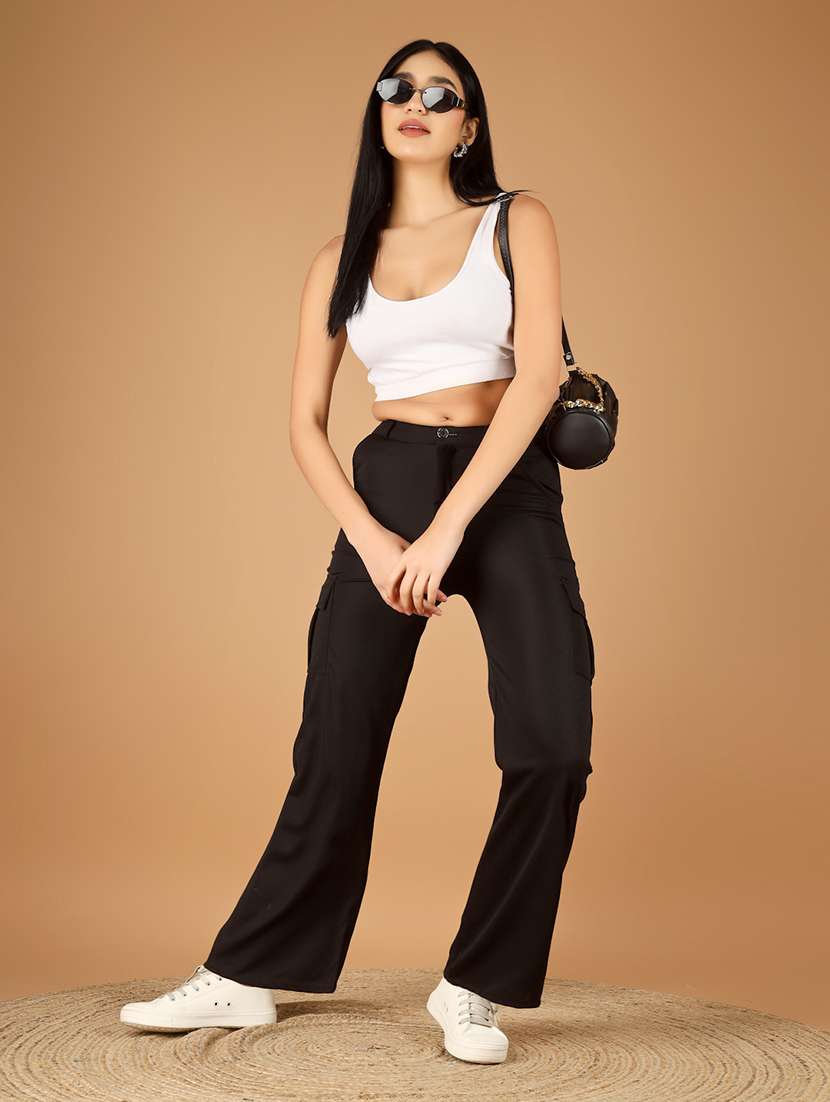 women solid mid rise cargo - 22329208 -  Standard Image - 5