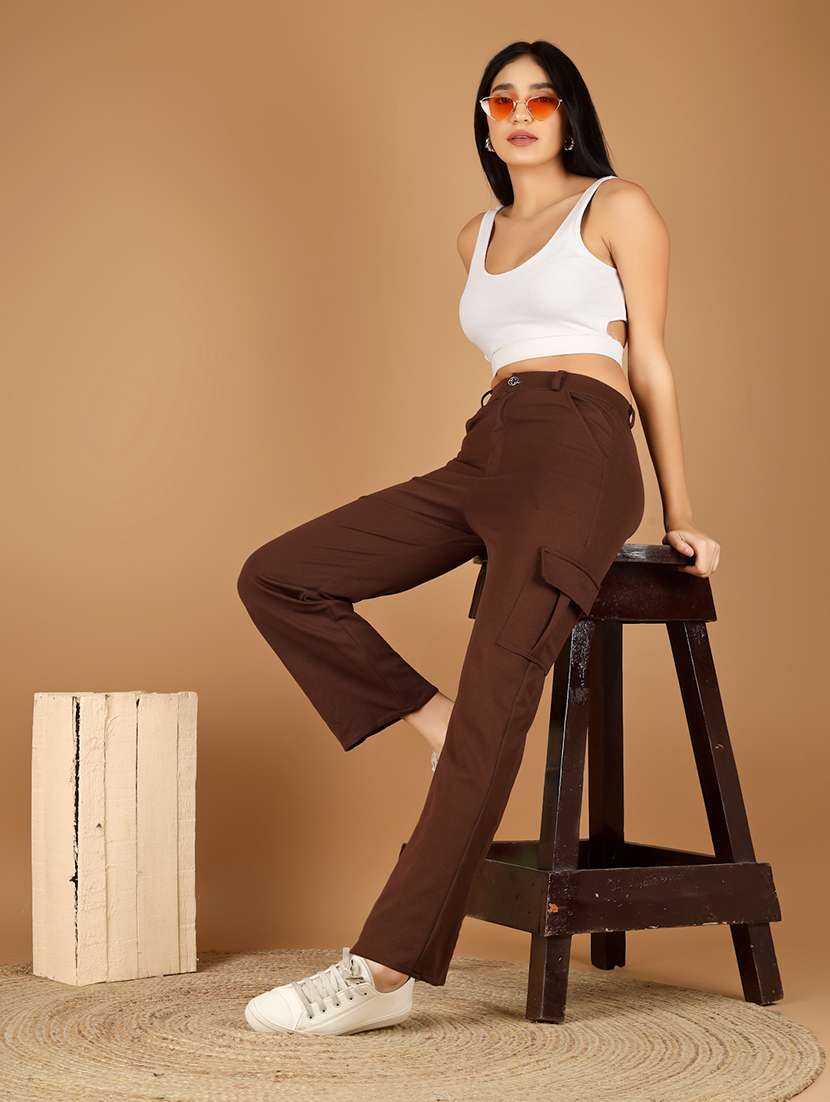 women solid mid rise cargo - 22329209 -  Standard Image - 5