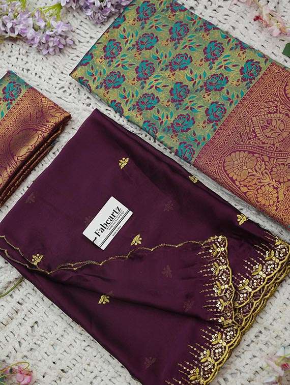 Women Self Design South Indian Style Unstitched Lehenga Choli Set - 22329222 -  Standard Image - 3