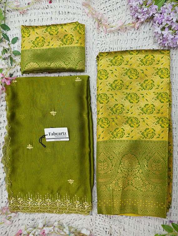 women self design south indian style unstitched lehenga choli set - 22329224 -  Standard Image - 3