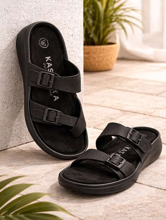 men black slip on sandal