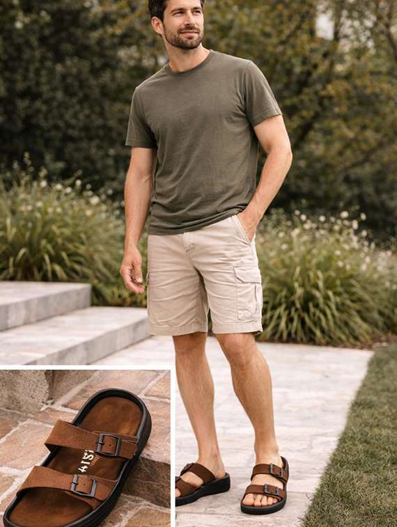 men tan toe seperator sandal - 22329243 -  Standard Image - 3