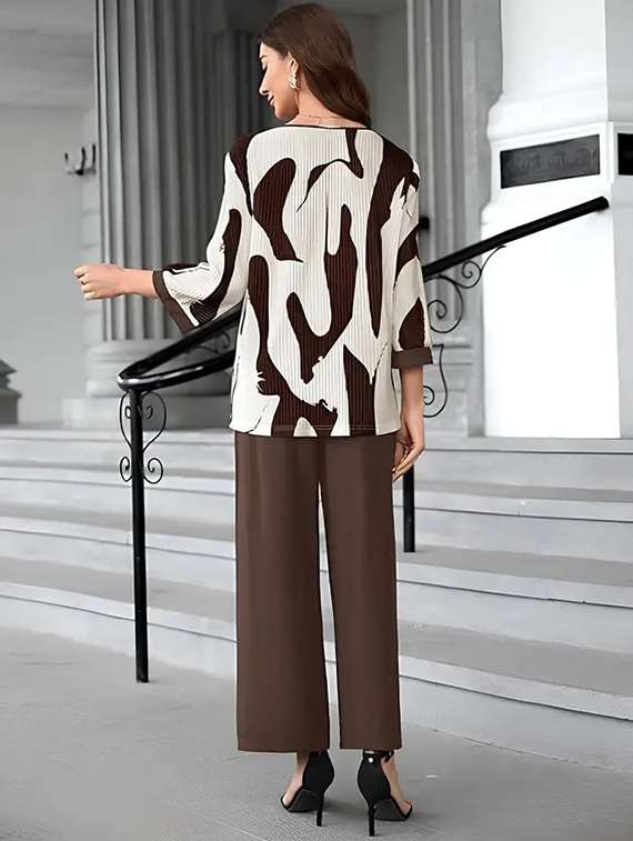 women printed top and trouser co-ord set - 22329244 -  Standard Image - 3