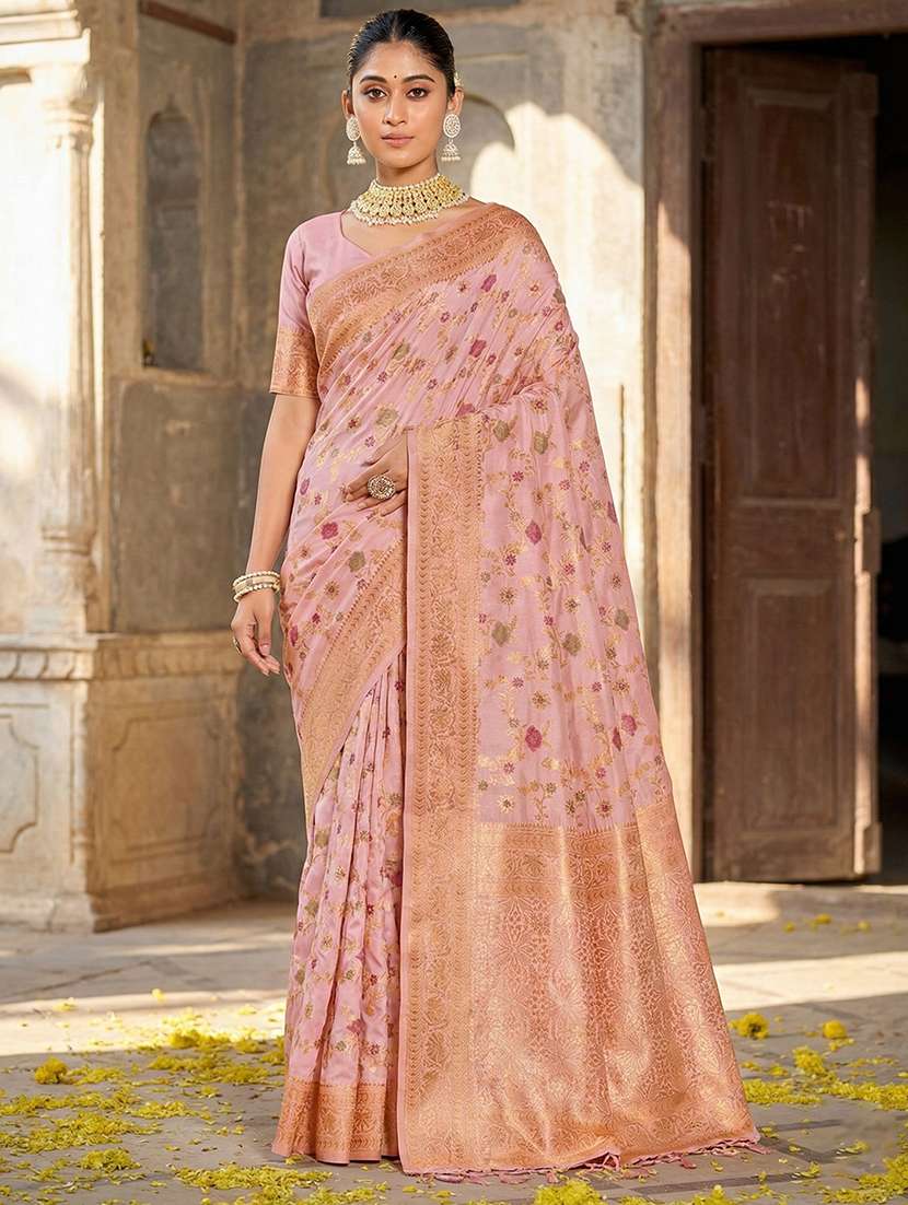 women self design banarasi saree with blouse