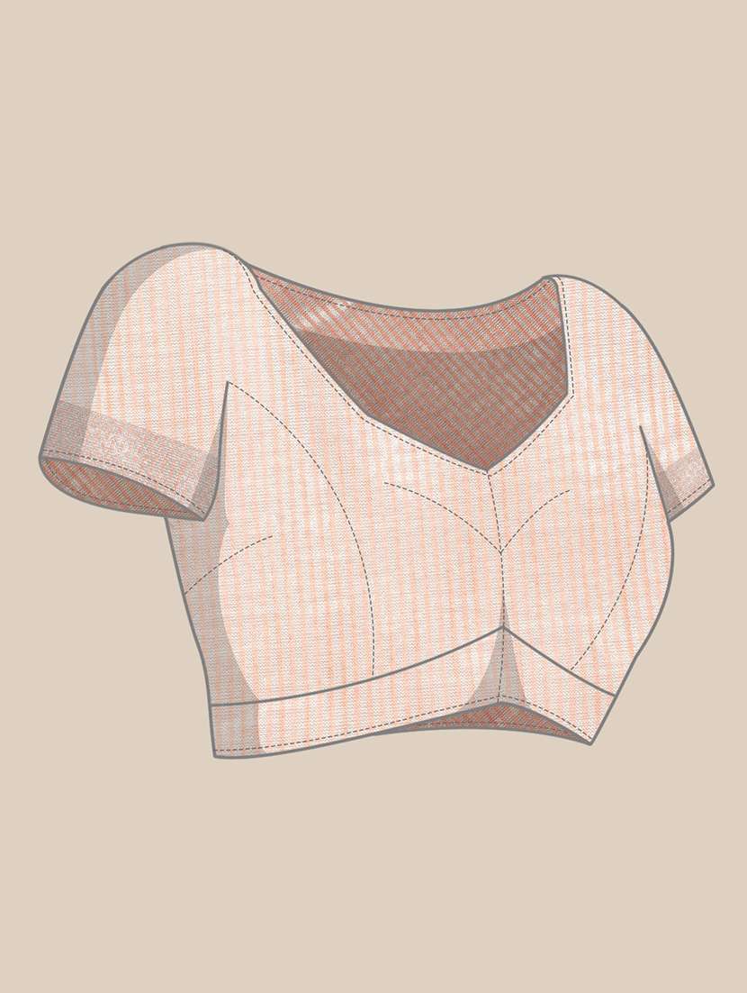 women solid with bordered handloom saree with blouse - 22329305 -  Standard Image - 3