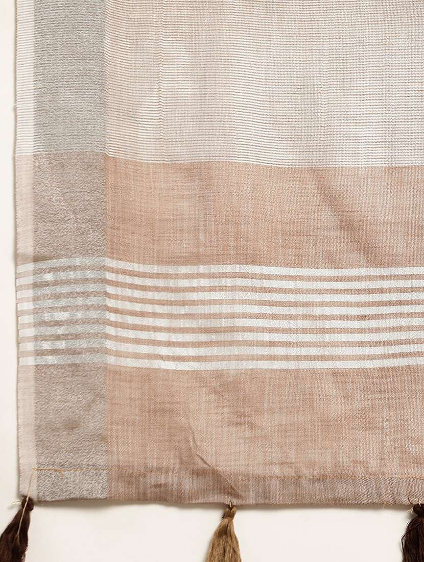 women solid with bordered handloom saree with blouse - 22329319 -  Standard Image - 5