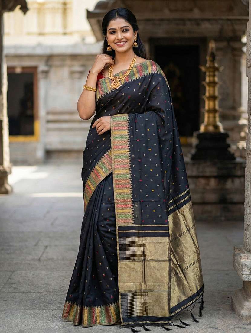 women self design southern silk saree with blouse