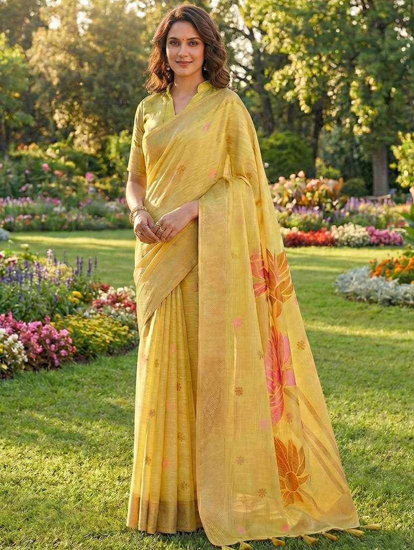 women self design handloom saree with blouse