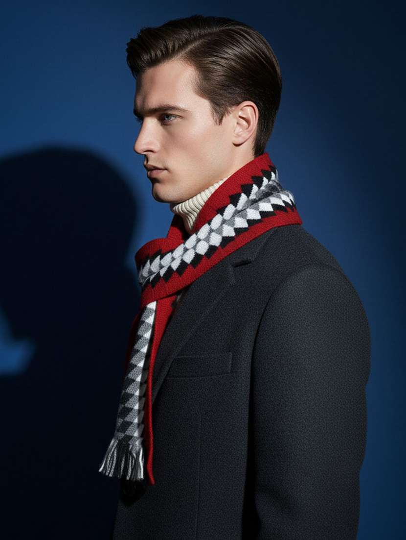 men geometric winter muffler - 22329444 -  Standard Image - 3