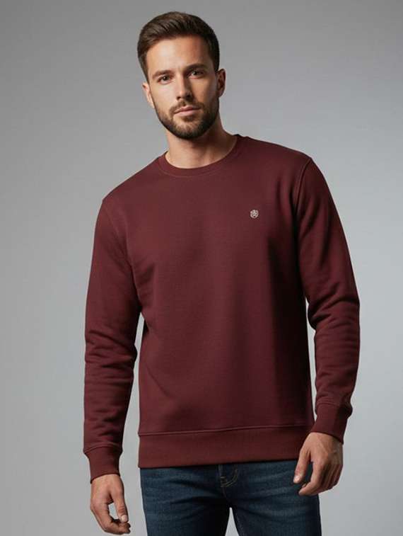 men solid long sleeve regular fit sweatshirt
