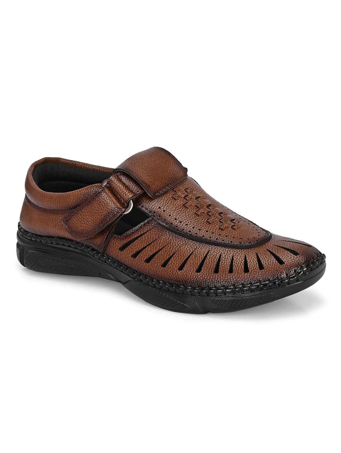 men brown slip on sandal