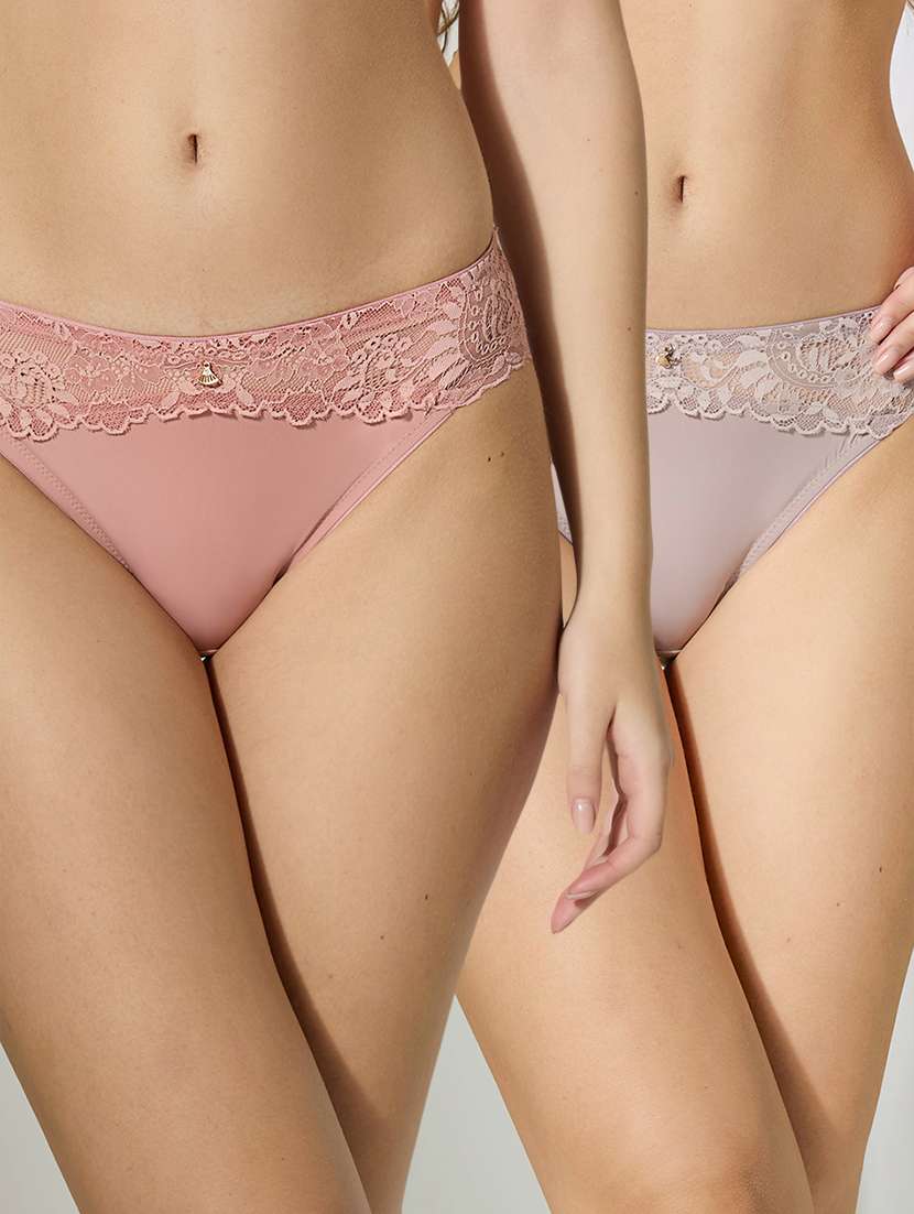 women pack of 2 solid mid rise panty