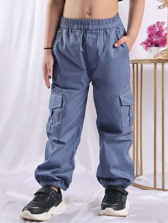 girls solid mid rise cargo