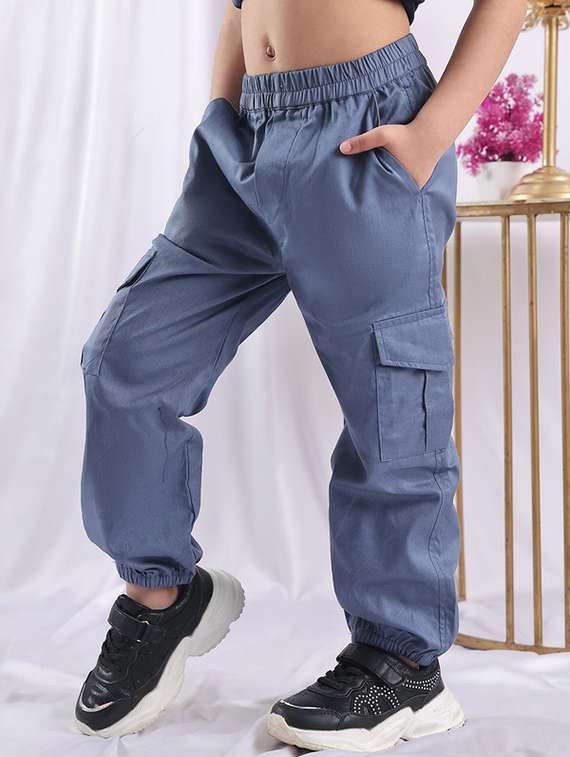 girls solid mid rise cargo - 22329487 -  Standard Image - 3