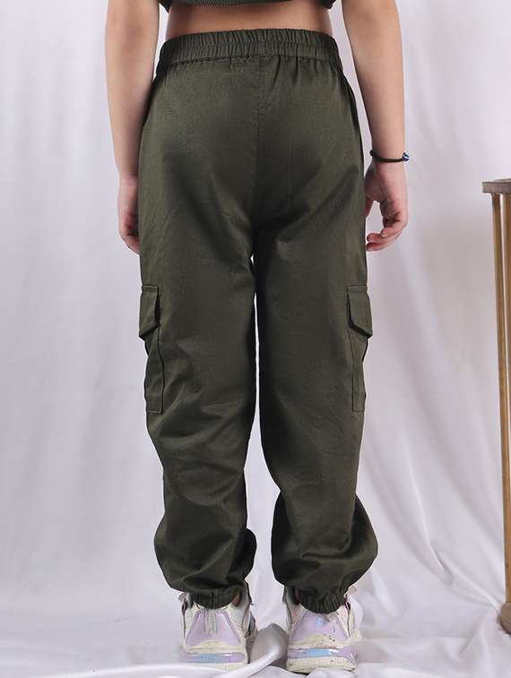 girls solid mid rise cargo - 22329488 -  Standard Image - 3