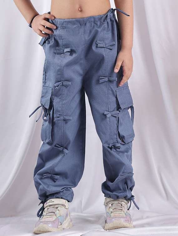 girls solid mid rise cargo