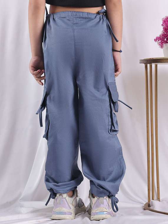 girls solid mid rise cargo - 22329492 -  Standard Image - 3