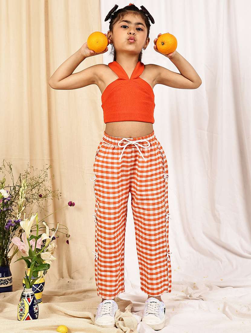 Girls Checkered Mid Rise Straigt Trouser - 22329496 -  Standard Image - 3
