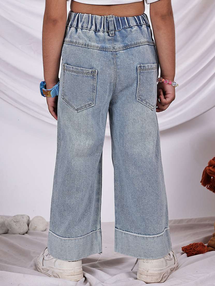 girls solid mid rise wide leg jean - 22329500 -  Standard Image - 3