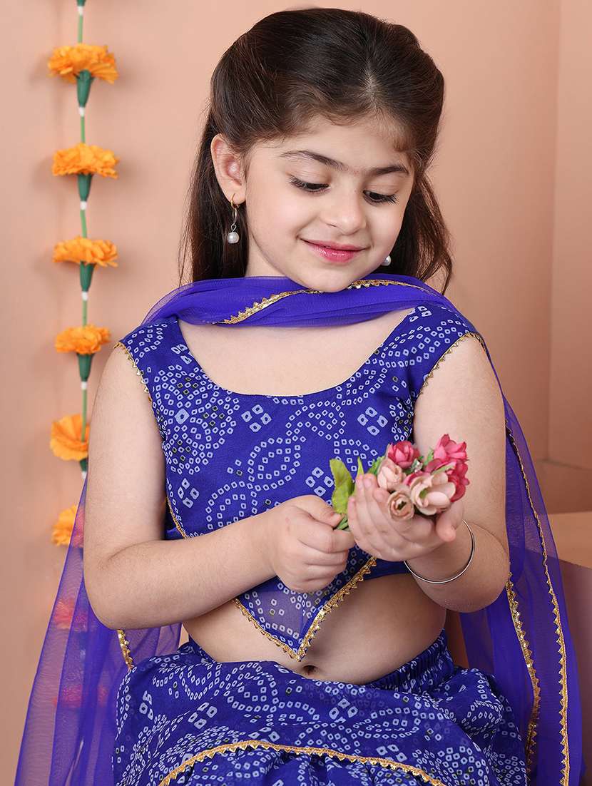 girls printed sleeveless lehenga and choli set with dupatta - 22329509 -  Standard Image - 3