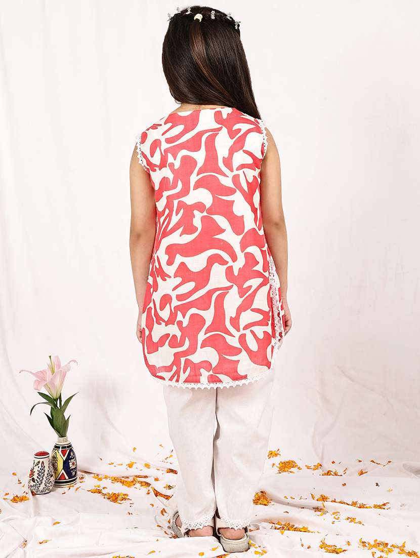 girls printed sleeveless kurta and dhoti set  - 22329534 -  Standard Image - 3