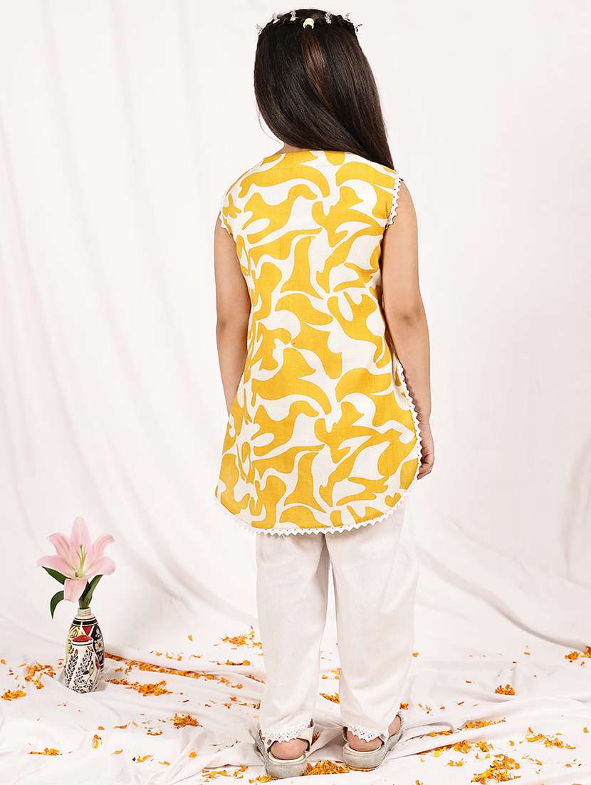 girls printed sleeveless kurta and dhoti set  - 22329535 -  Standard Image - 3