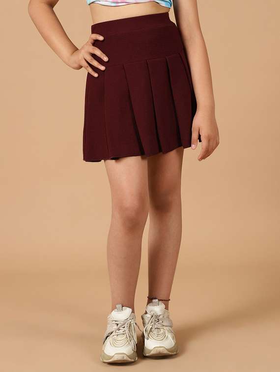 girls solid high rise skater skirt