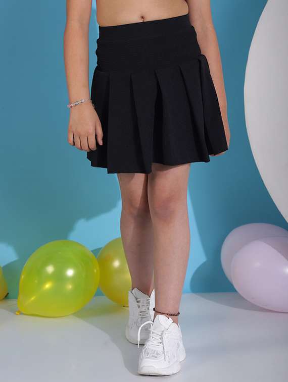 girls solid high rise skater skirt