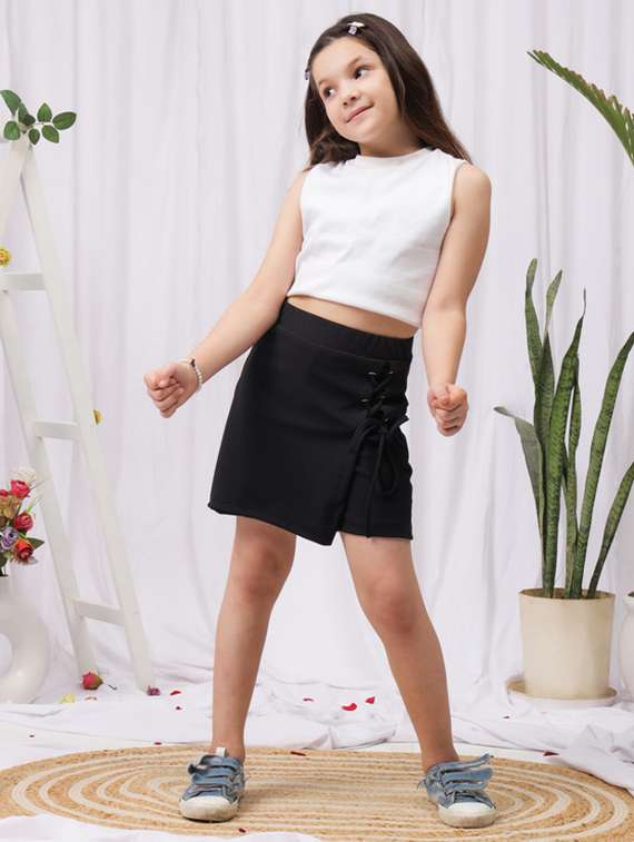 girls solid high rise skorts - 22329550 -  Standard Image - 3