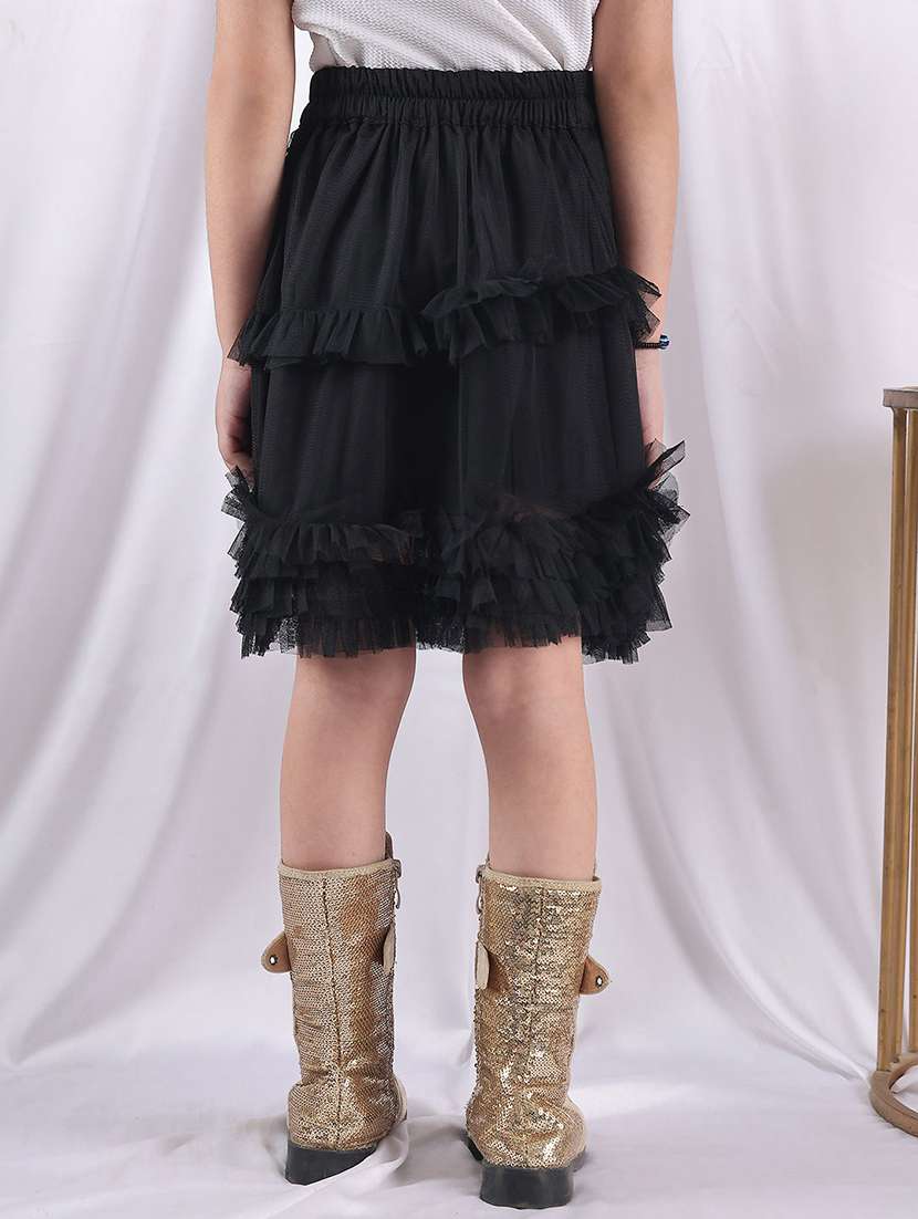 girls solid mid rise ruffle skirt - 22329565 -  Standard Image - 3