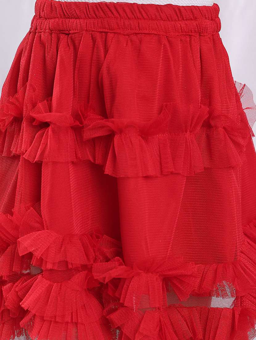 girls solid mid rise ruffle skirt - 22329566 -  Standard Image - 3