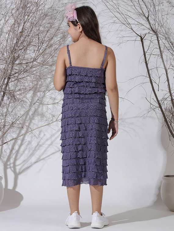 girls solid shoulder strap ruffle dress - 22329574 -  Standard Image - 3