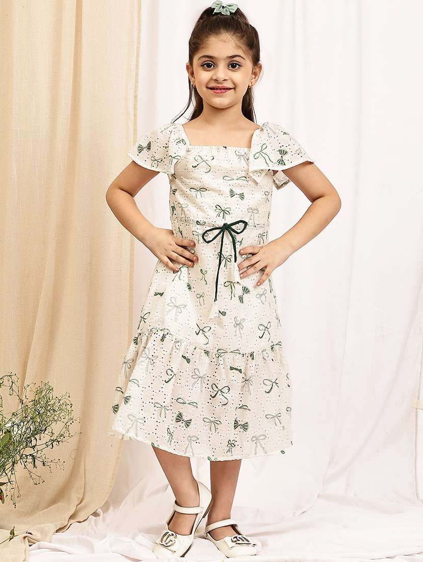 girls printed short sleeve tiered dress