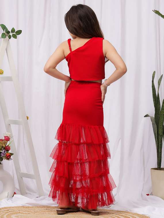 girls solid skirt & top co-ord set - 22329640 -  Standard Image - 3