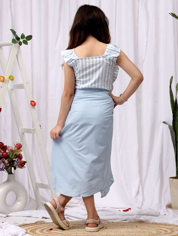 girls striped top and short set with wrap skirt - 22329643 -  Standard Image - 3