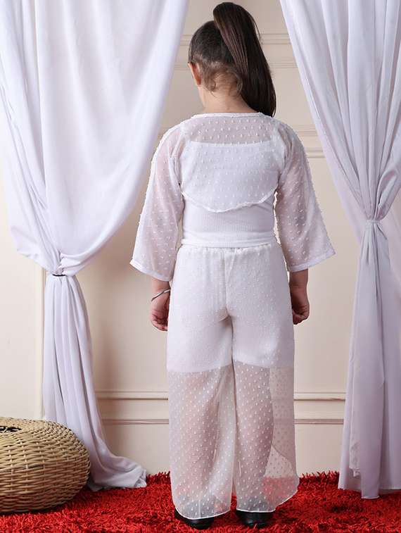 girls solid top and shorts set with wrap skirt - 22329666 -  Standard Image - 3